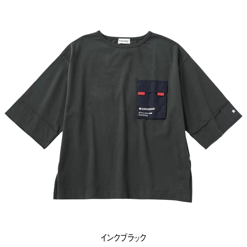 ＜CONVERSE＞表ピーチ天竺ナイロンポケ付き7分袖Tシャツ