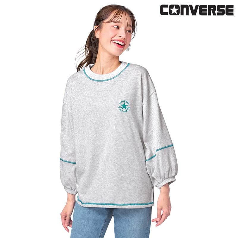 ＜CONVERSE＞天竺配色ステッチクロップドスリーブTシャツ