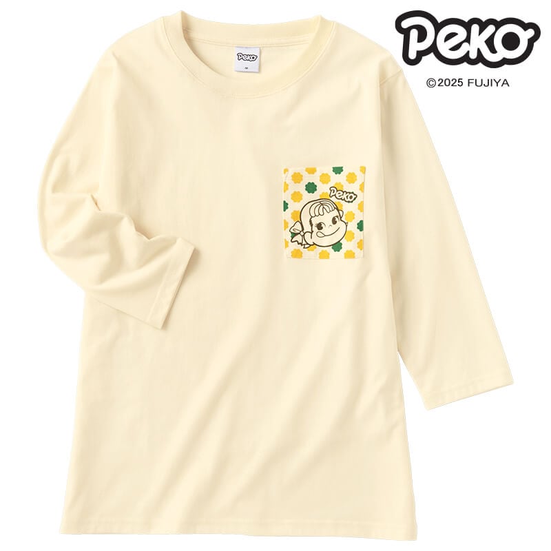 ＜Peko＞天竺ポケ付き7分袖Tシャツ